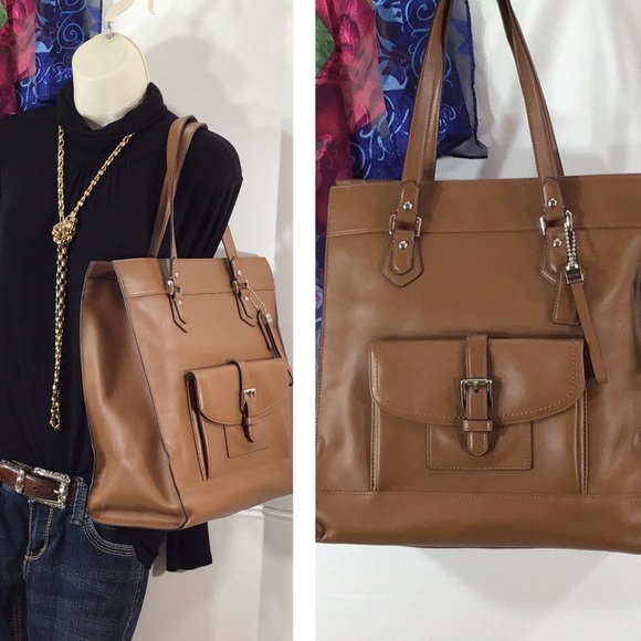 Coach Handbags - Coach tan leather Charlie tote bag